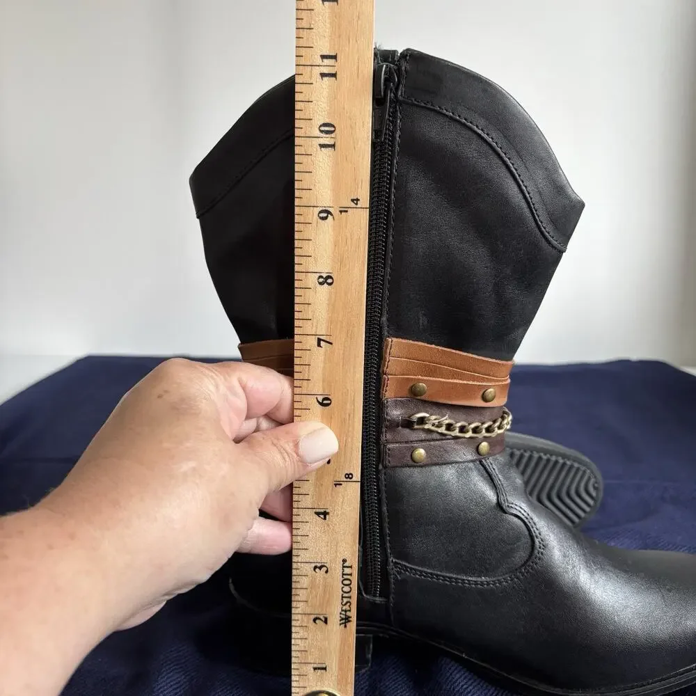 Sandro Moscoloni Robin Boots Womens 8 Black Western Cowgirl Boho Cottagecore New